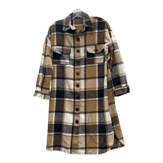 Jacket Shirt In Black & Brown, Size:S