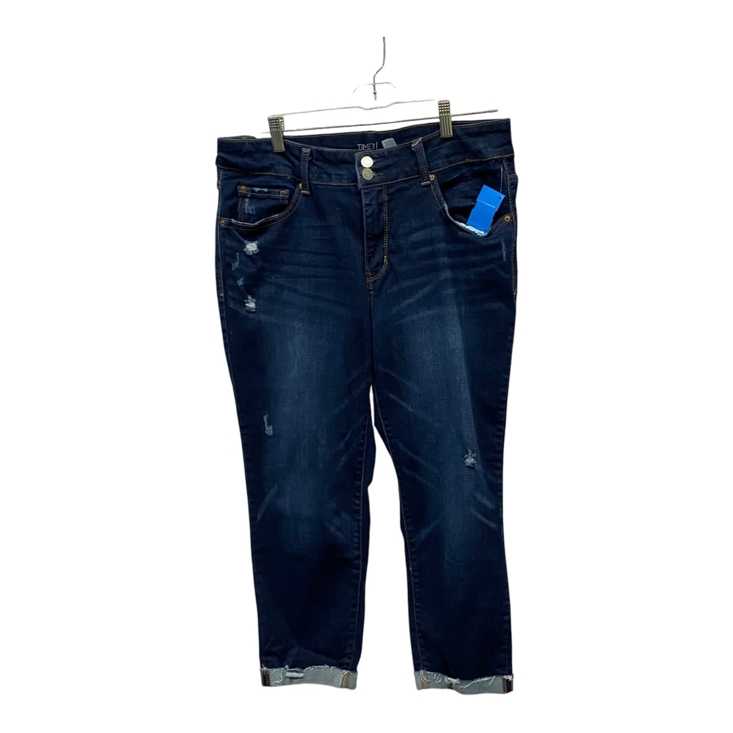 Jeans Cropped By Time And Tru In Blue Denim, Size:16