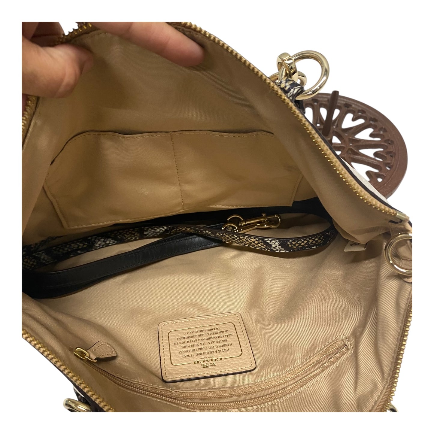 Handbag Designer By Coach In Tan, Size:Medium