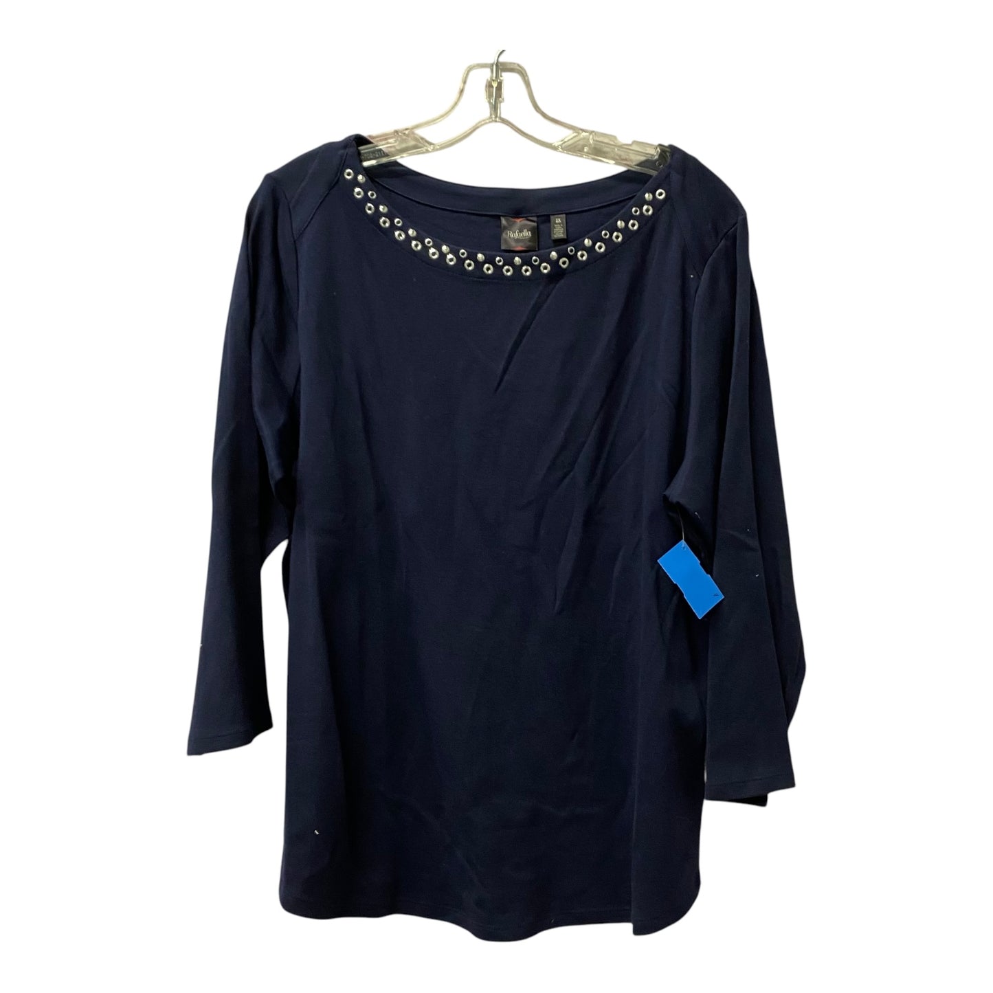 Top Ls By Rafaella In Navy, Size:2X