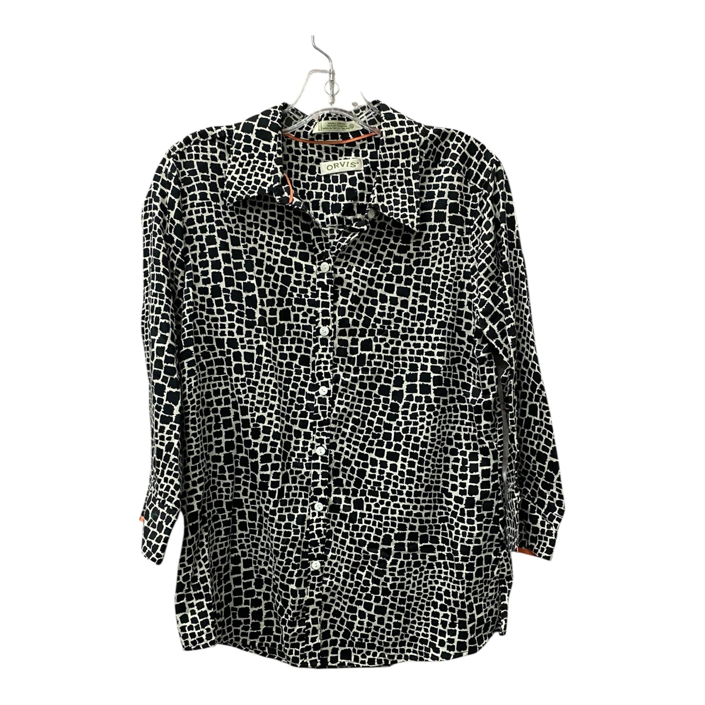Top 3/4 Sleeve By Orvis In Black & White, Size:M