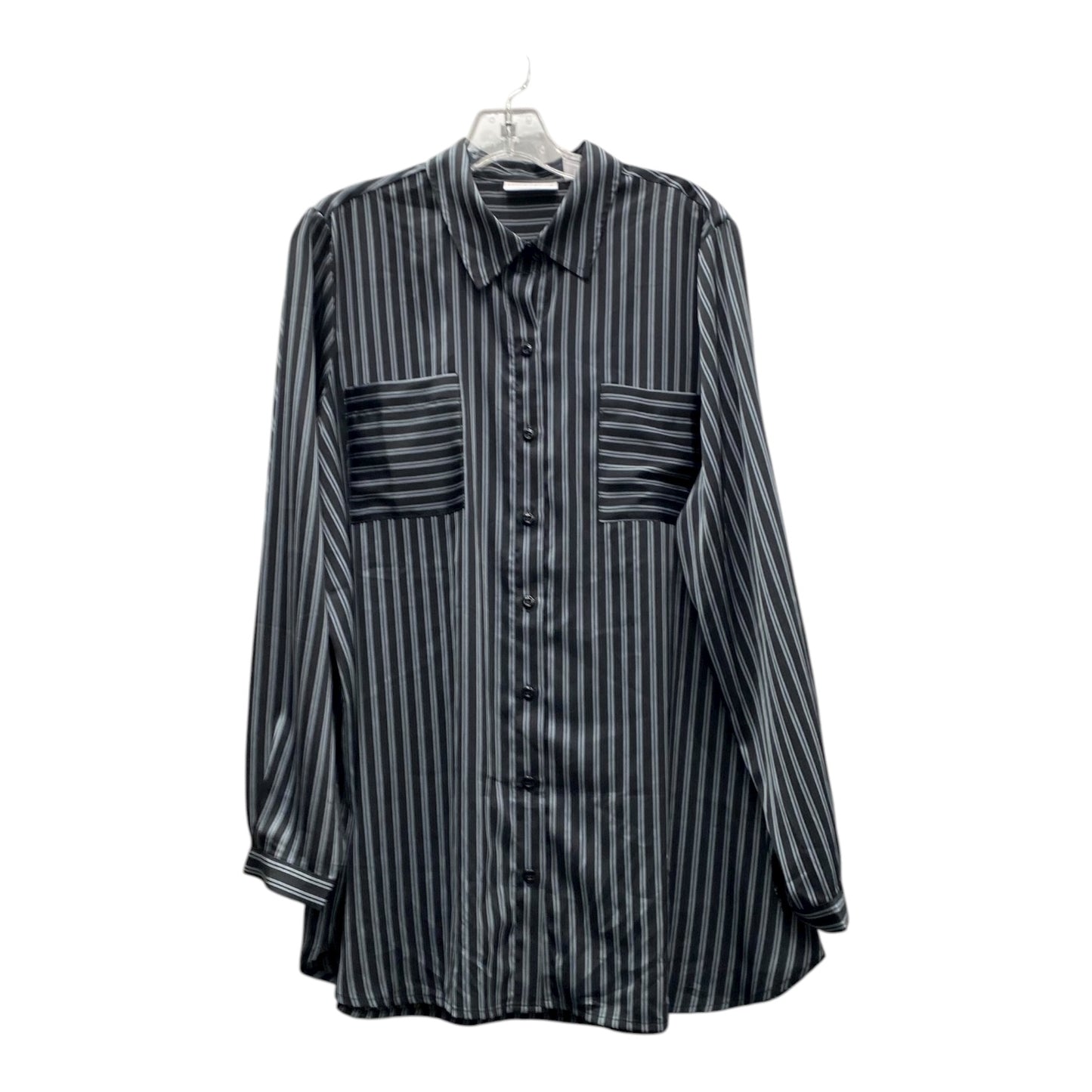 Blouse Ls By Susan Graver In Black & Grey, Size:L