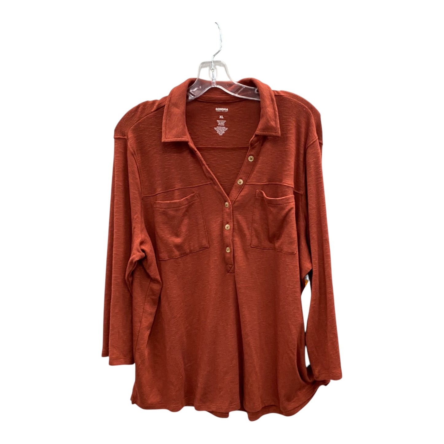 Top 3/4 Sleeve By Sonoma In Orange, Size:Xl