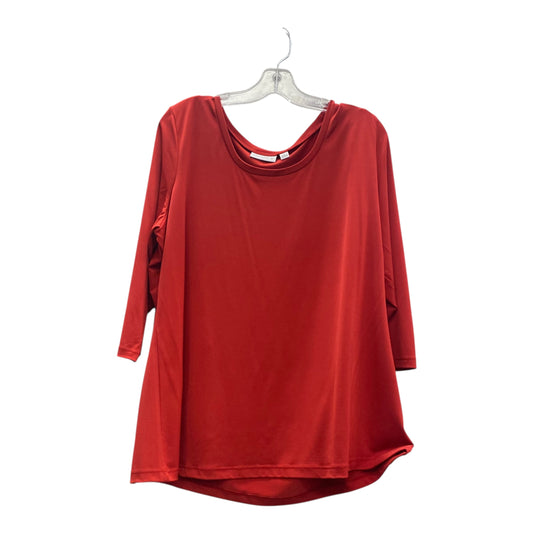 Top 3/4 Sleeve By Susan Graver In Red, Size:1X