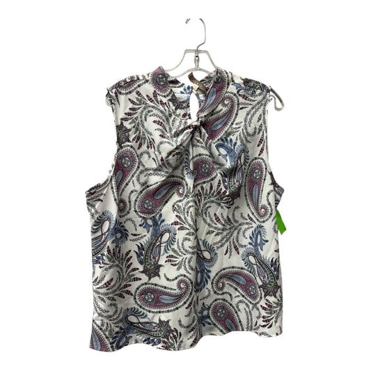 Top Sleeveless By Loft In Purple & White, Size:Xl