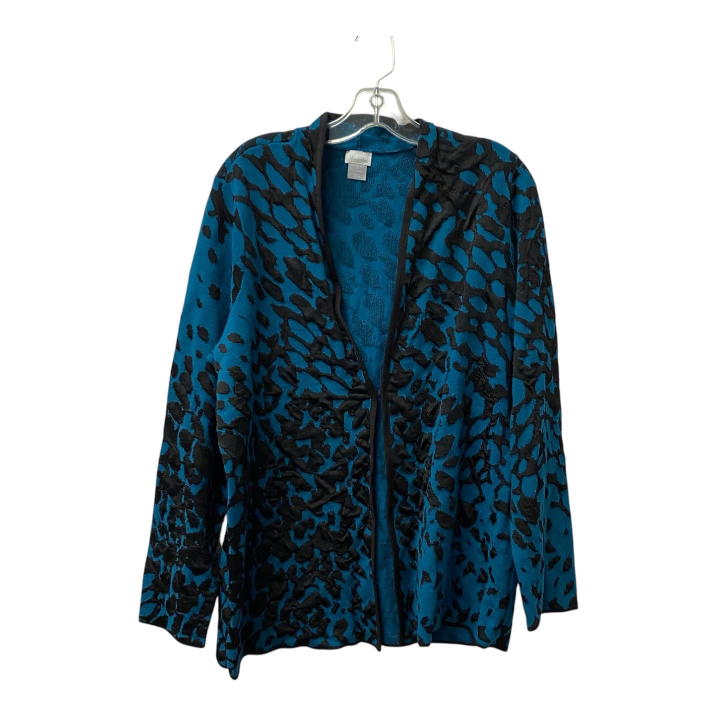 Sweater Cardigan By Chicos In Black & Blue, Size:M