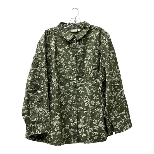 Blouse Ls By Joan Rivers In Green & White, Size:3X