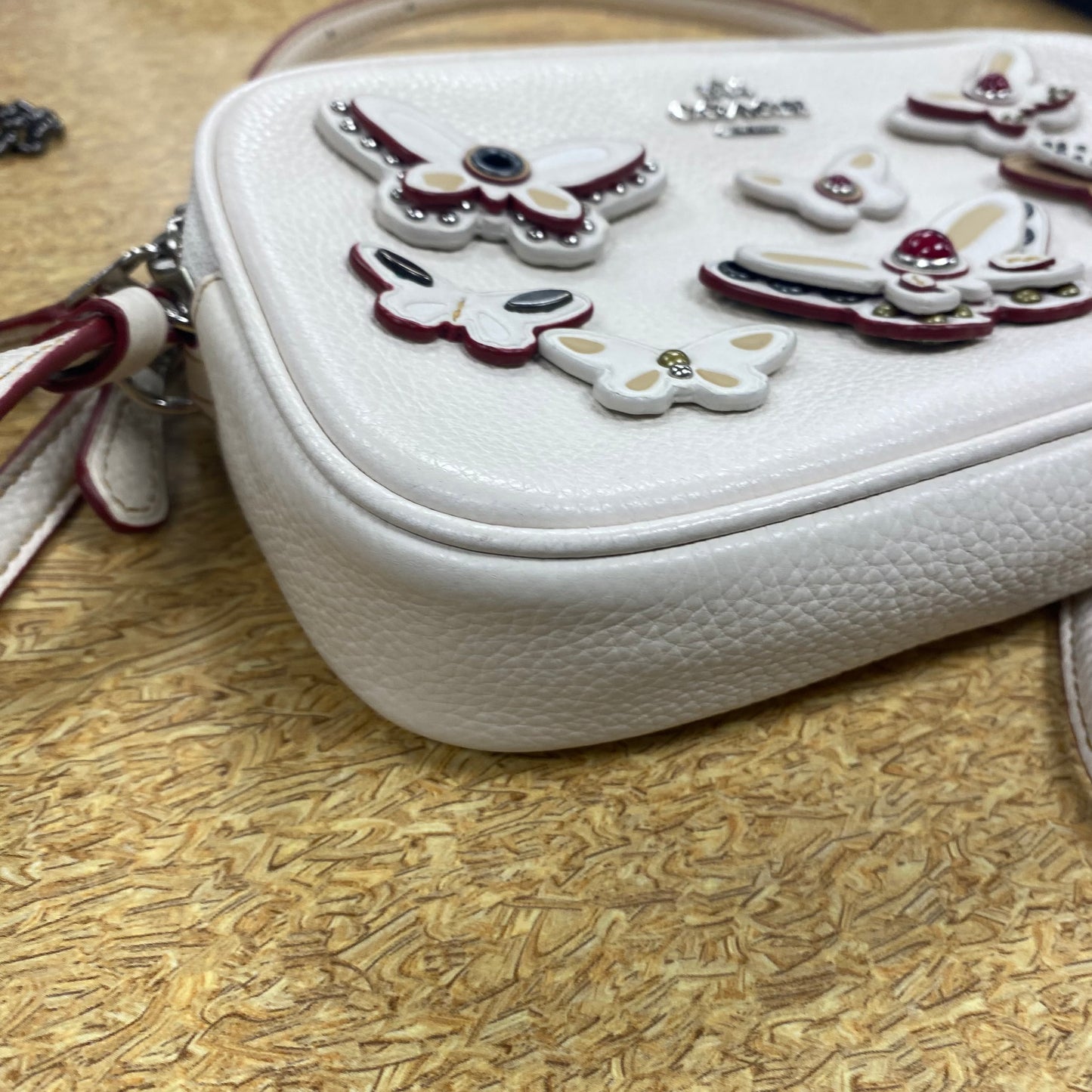 Crossbody Designer By Coach In Cream, Size:Small