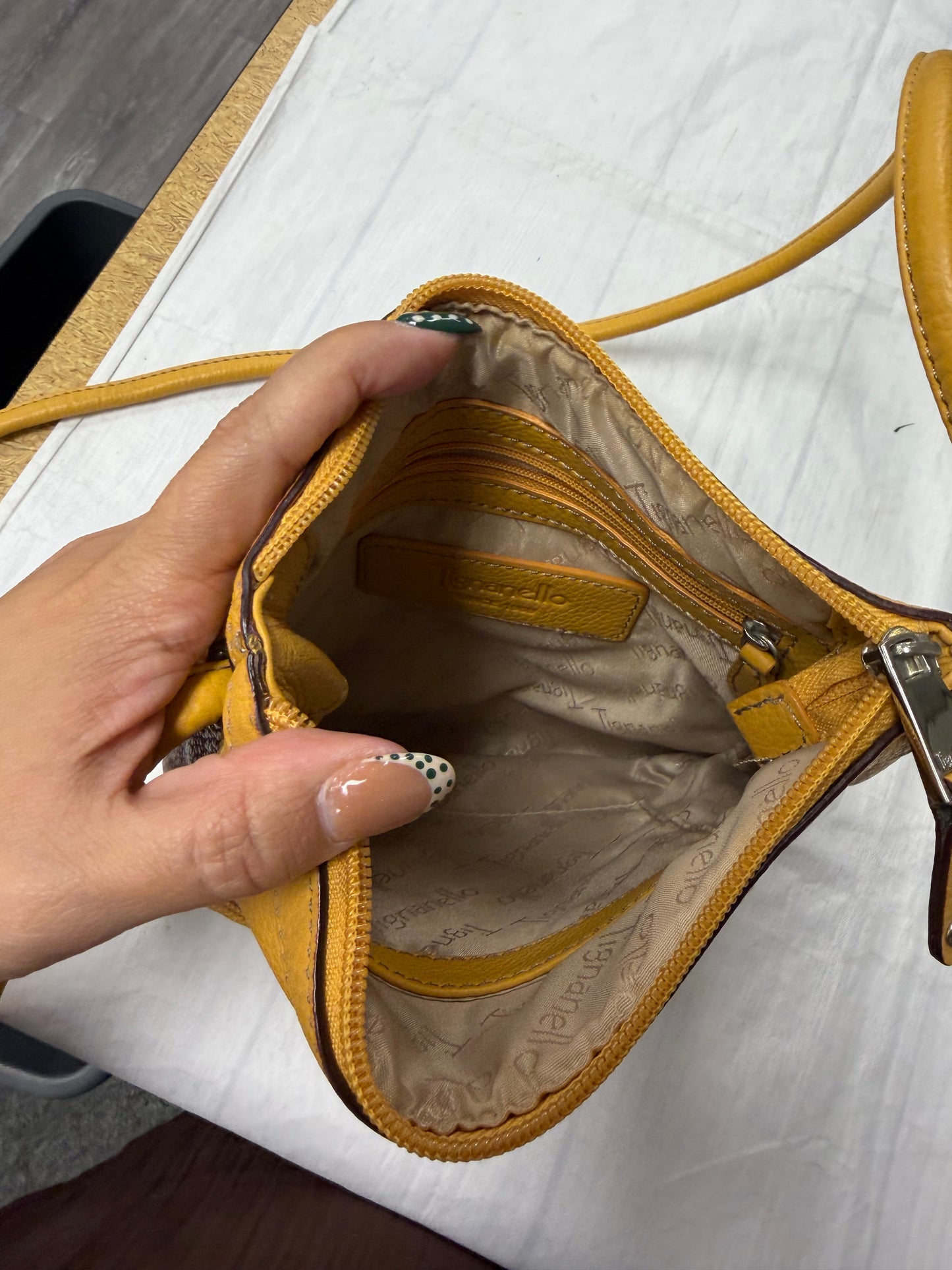 Crossbody Leather By Tignanello  Purses In Yellow, Size:Small