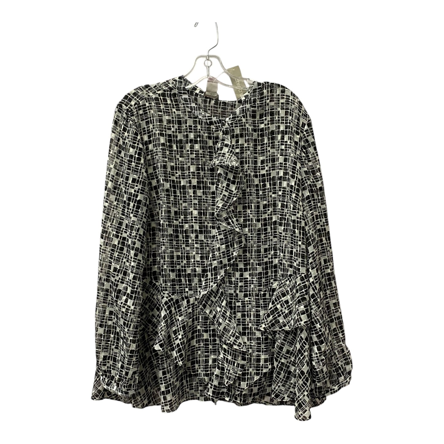 TOP LS by CHICOS In BLACK & WHITE, Size: XL