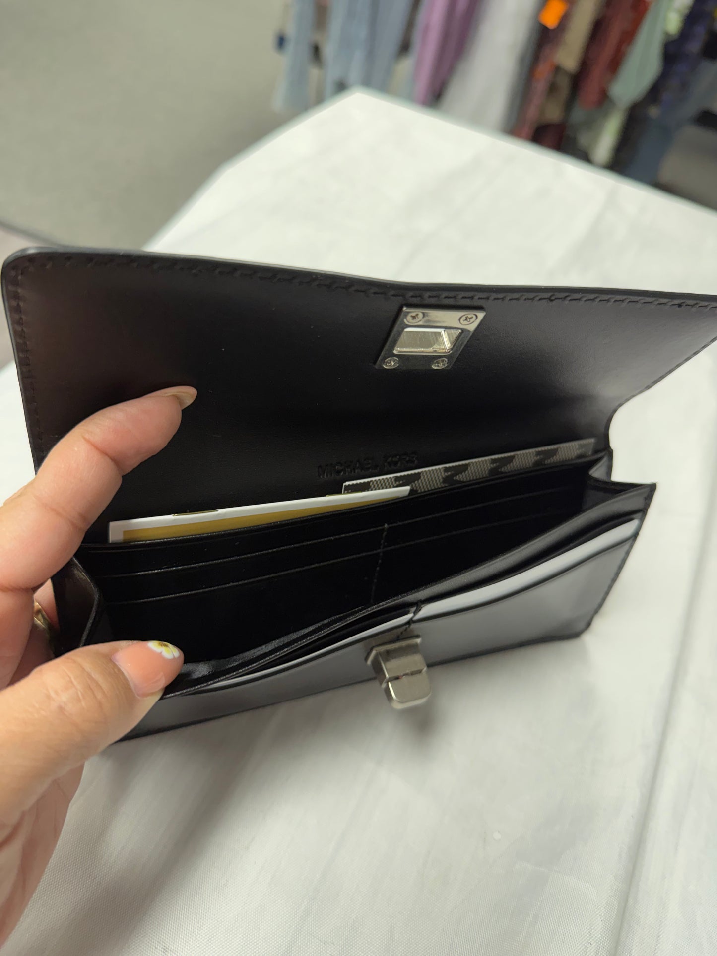 Wallet Designer By Michael Kors In Black & Grey, Size:Medium