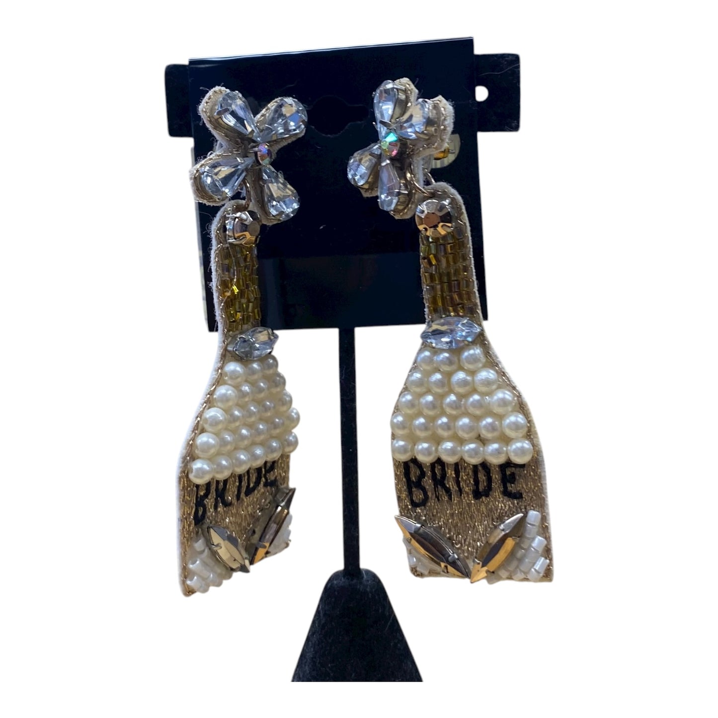 Earrings Statement  In Gold & White