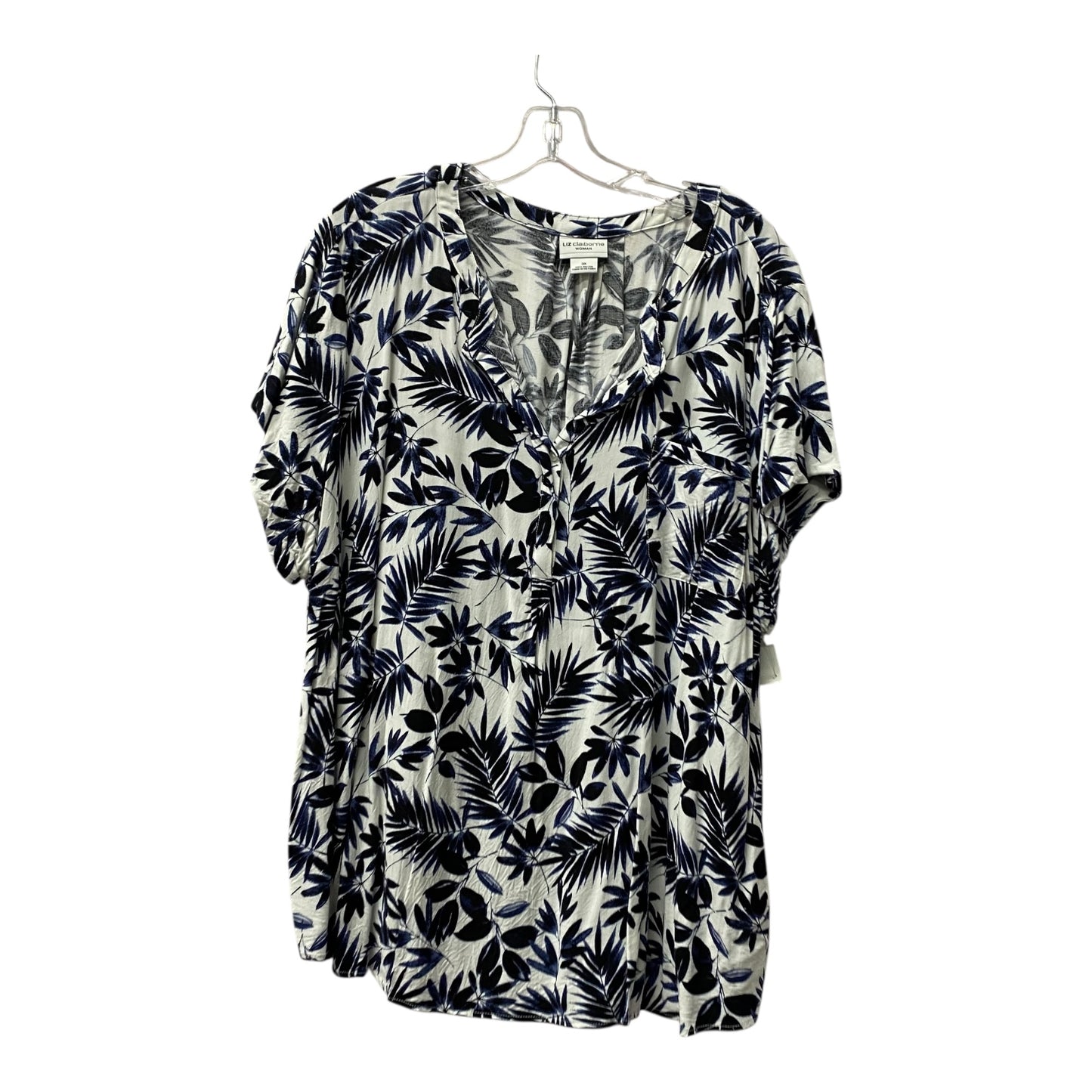 Top Ss By Liz Claiborne In Blue & White, Size:3X