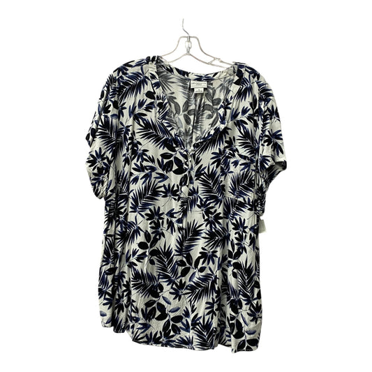 Top Ss By Liz Claiborne In Blue & White, Size:3X