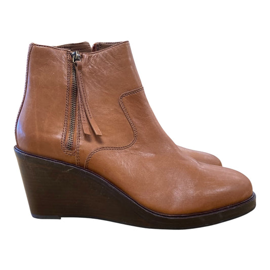 Boots Ankle Heels By Clarks In Brown, Size:11