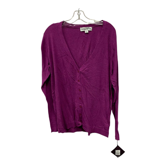 Sweater Cardigan By Ava & Viv In Purple, Size:1X