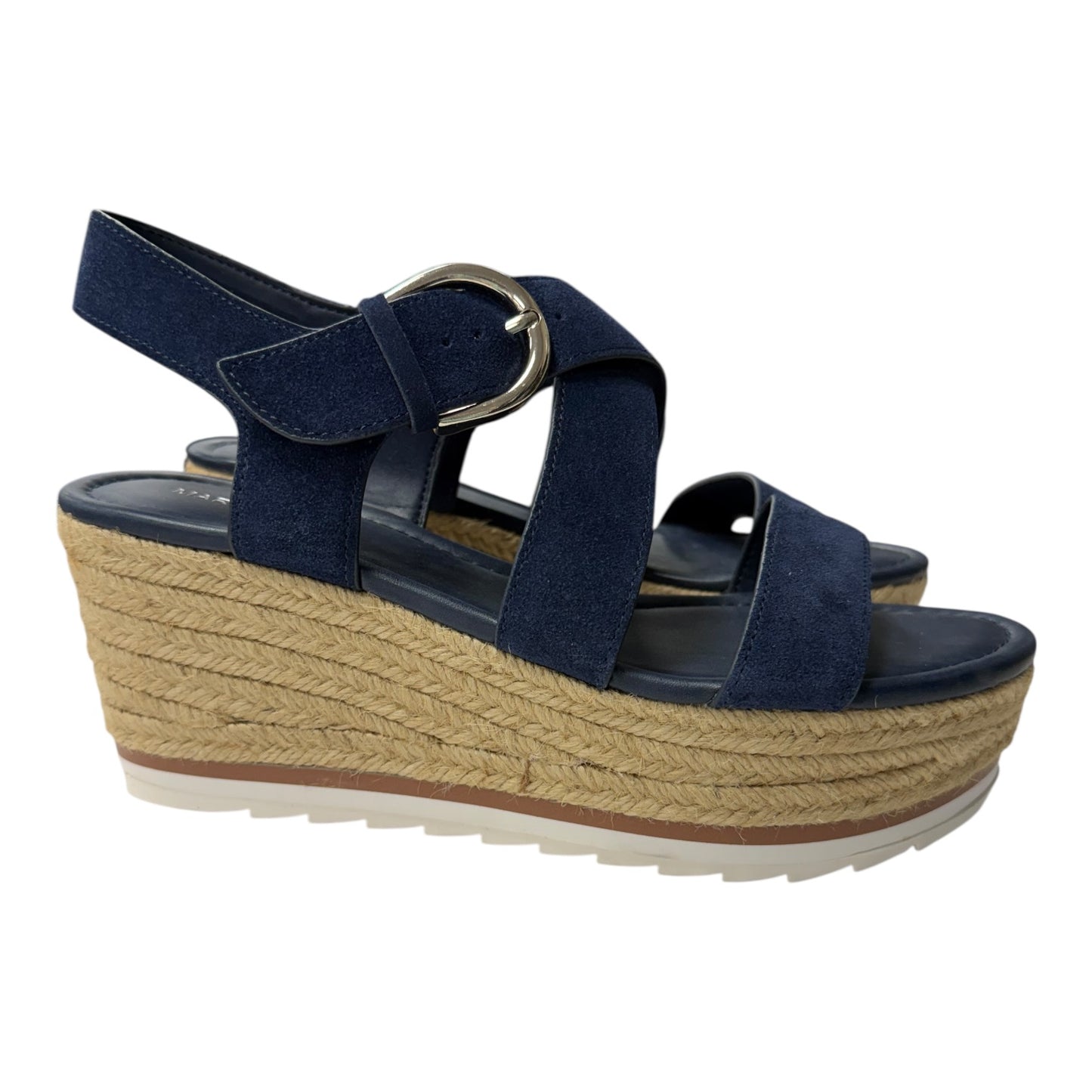 Sandals Heels Platform By Mark Fisher In Blue & Tan, Size:8