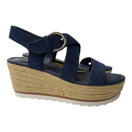 Sandals Heels Platform By Mark Fisher In Blue & Tan, Size:8