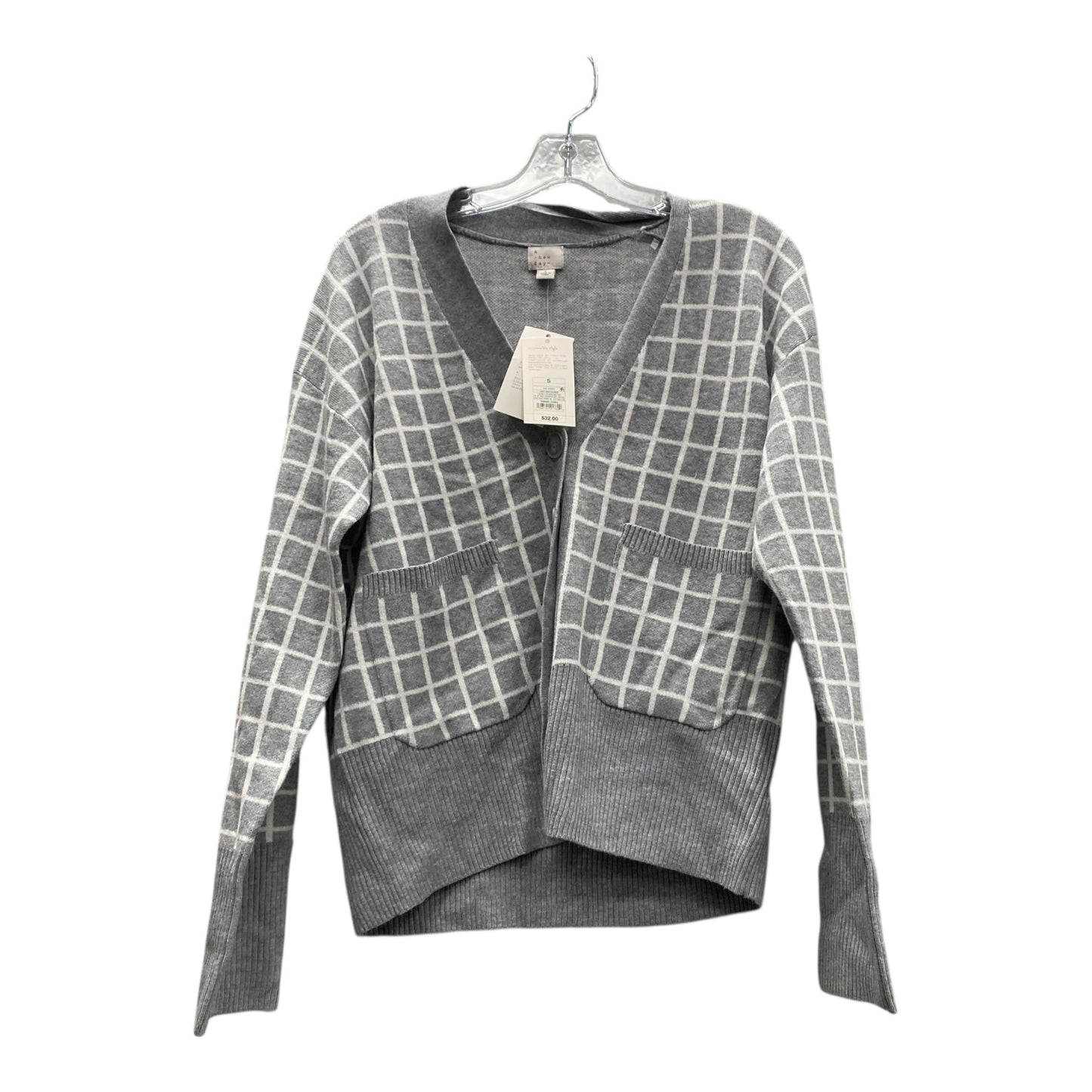 Sweater Cardigan By A New Day In Grey & White, Size:S