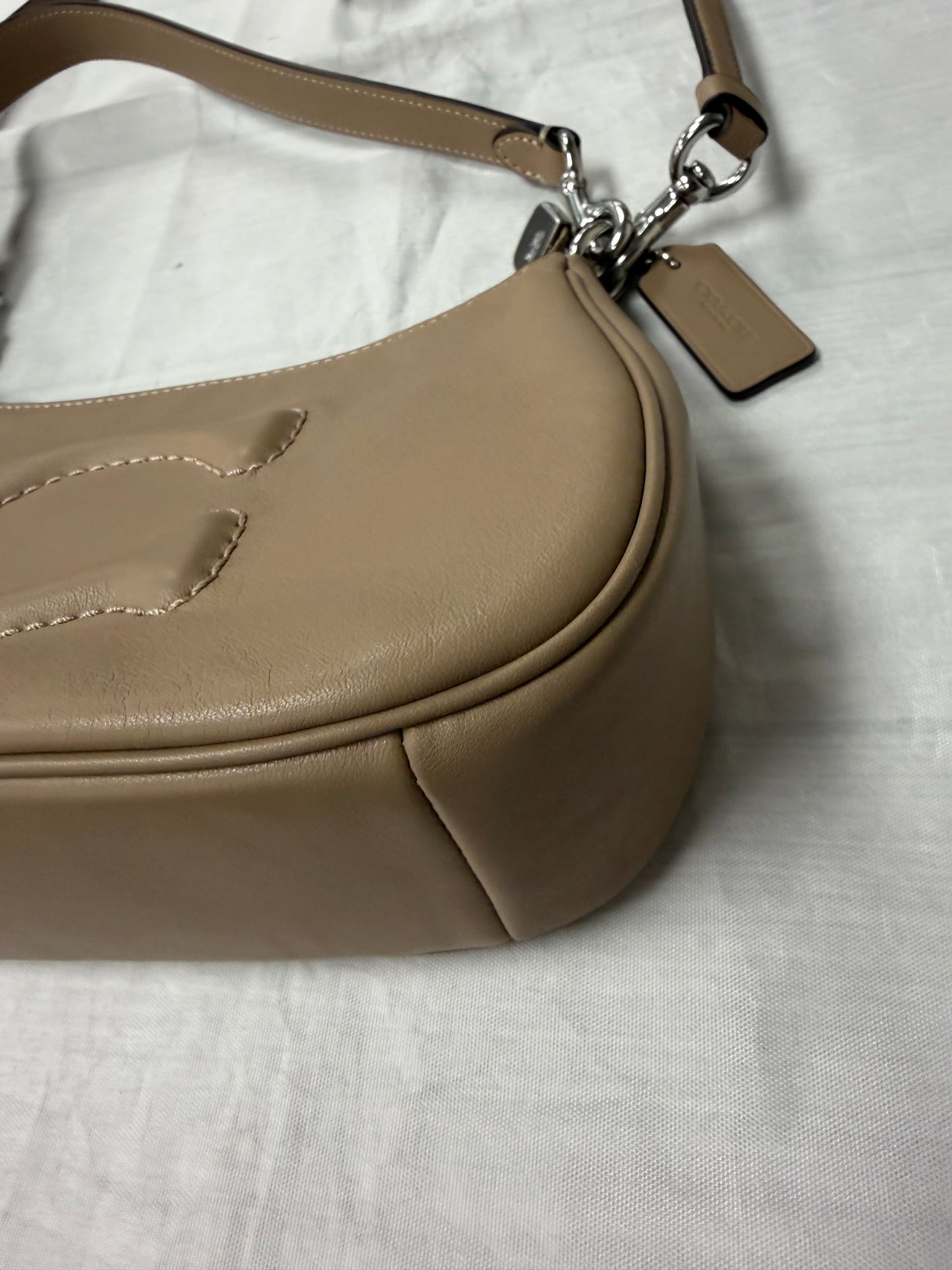 Crossbody Designer By Coach In Tan, Size:Small