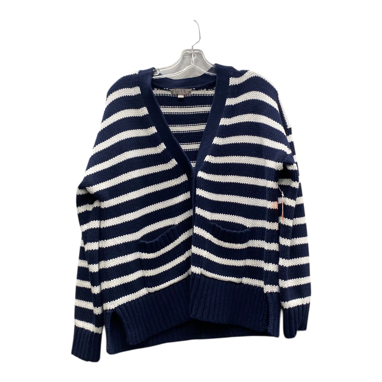 Sweater Cardigan By J. Crew In Blue & White, Size:M