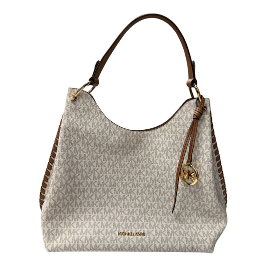 Handbag Designer By Michael Kors In Cream & Tan, Size:Medium