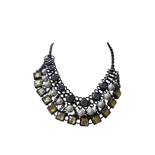 Necklace Statement  In Yellow