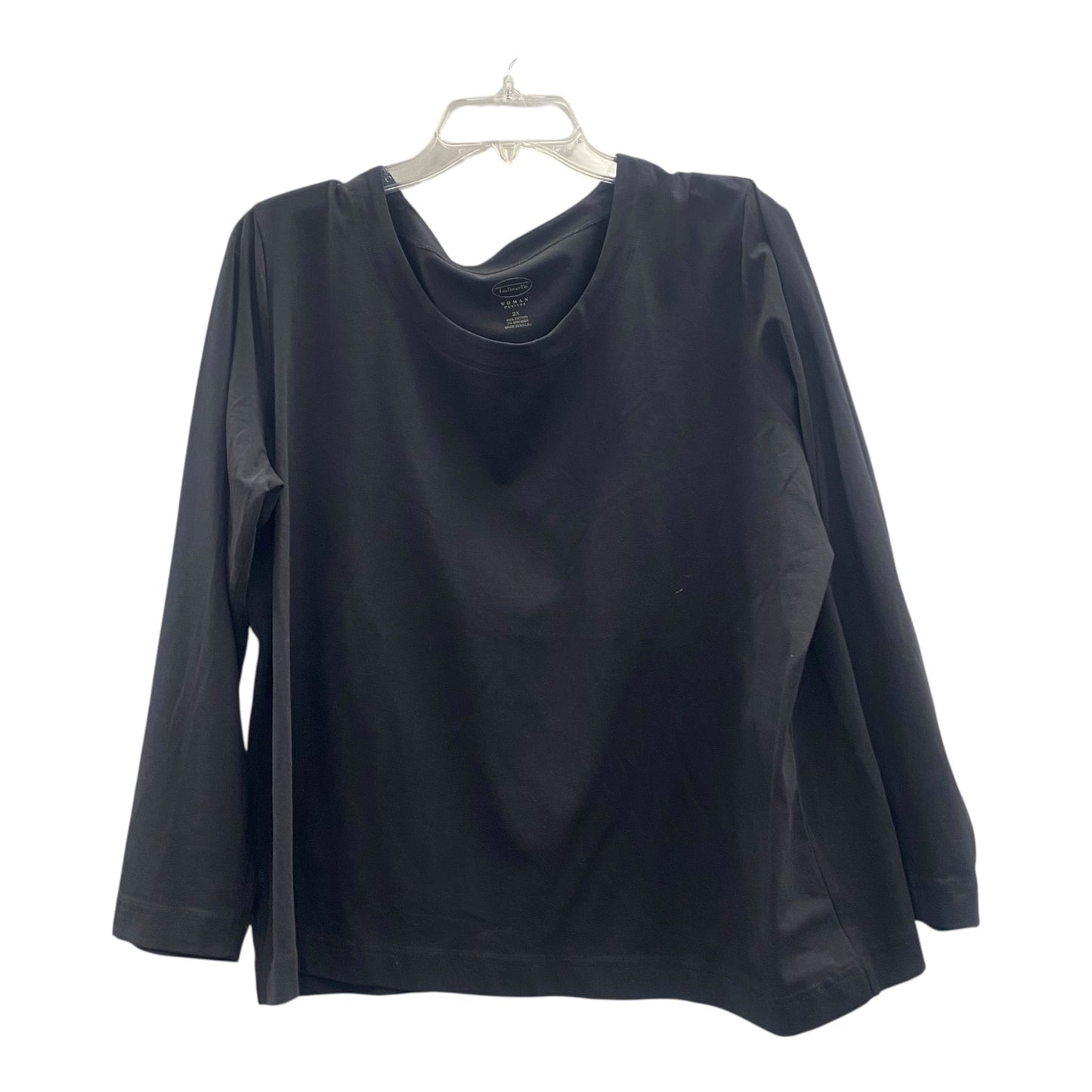 Top 3/4 Sleeve By Talbots In Black, Size:2X