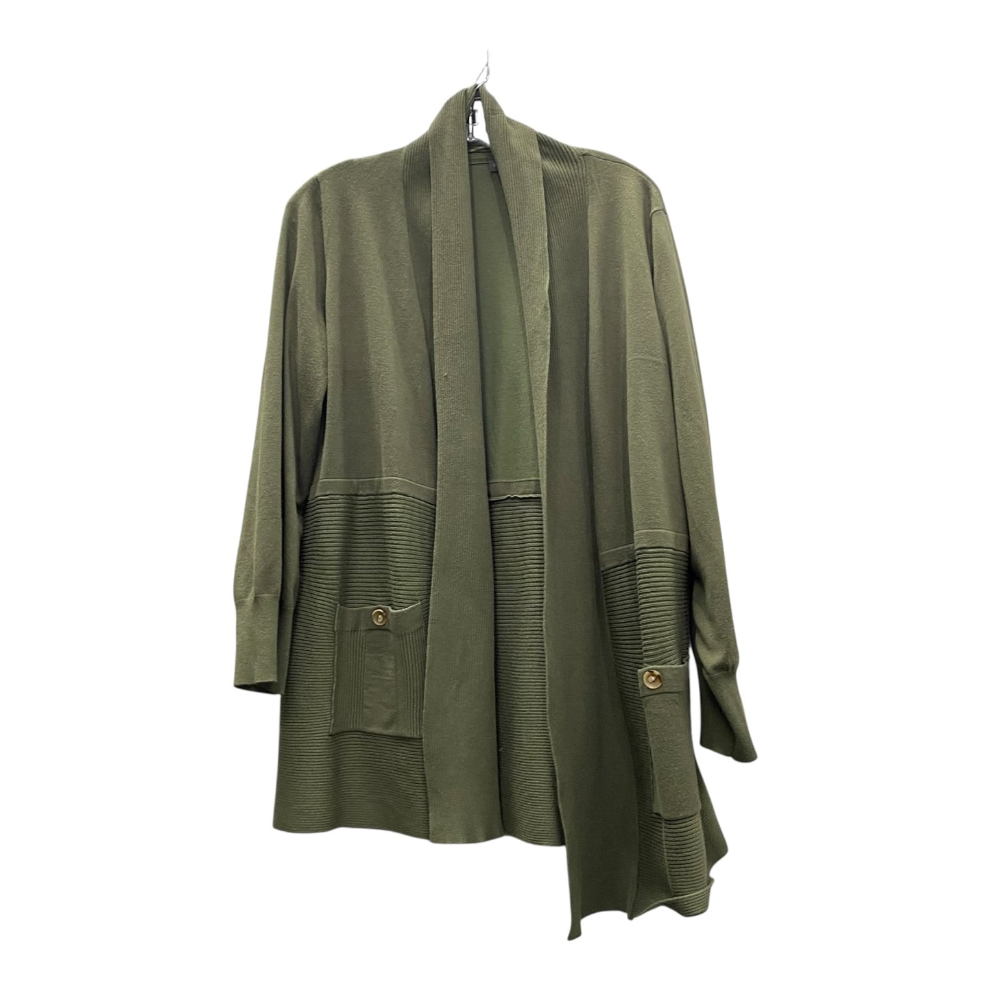 Sweater Cardigan By Chelsea And Theodore In Green, Size:1X