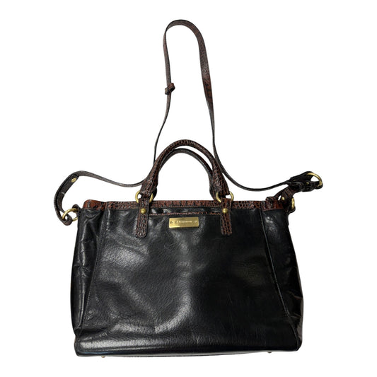 Handbag Designer By Brahmin In Black & Brown, Size:Medium