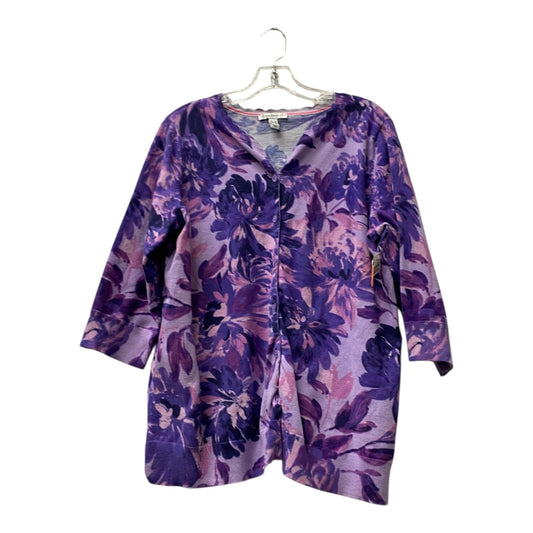 Sweater Cardigan By Isaac Mizrahi Live Qvc In Purple, Size:1X