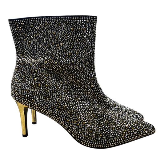 Boots Ankle Heels By Torrid In Black & Gold, Size:13