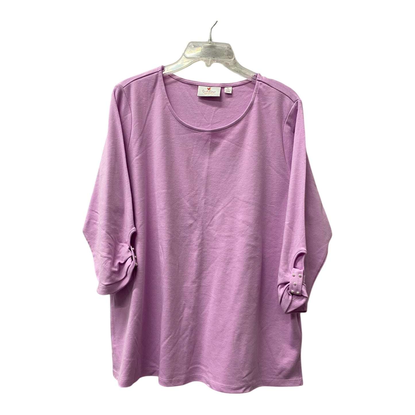 Top 3/4 Sleeve Basic By Quaker Factory In Pink, Size:Xl