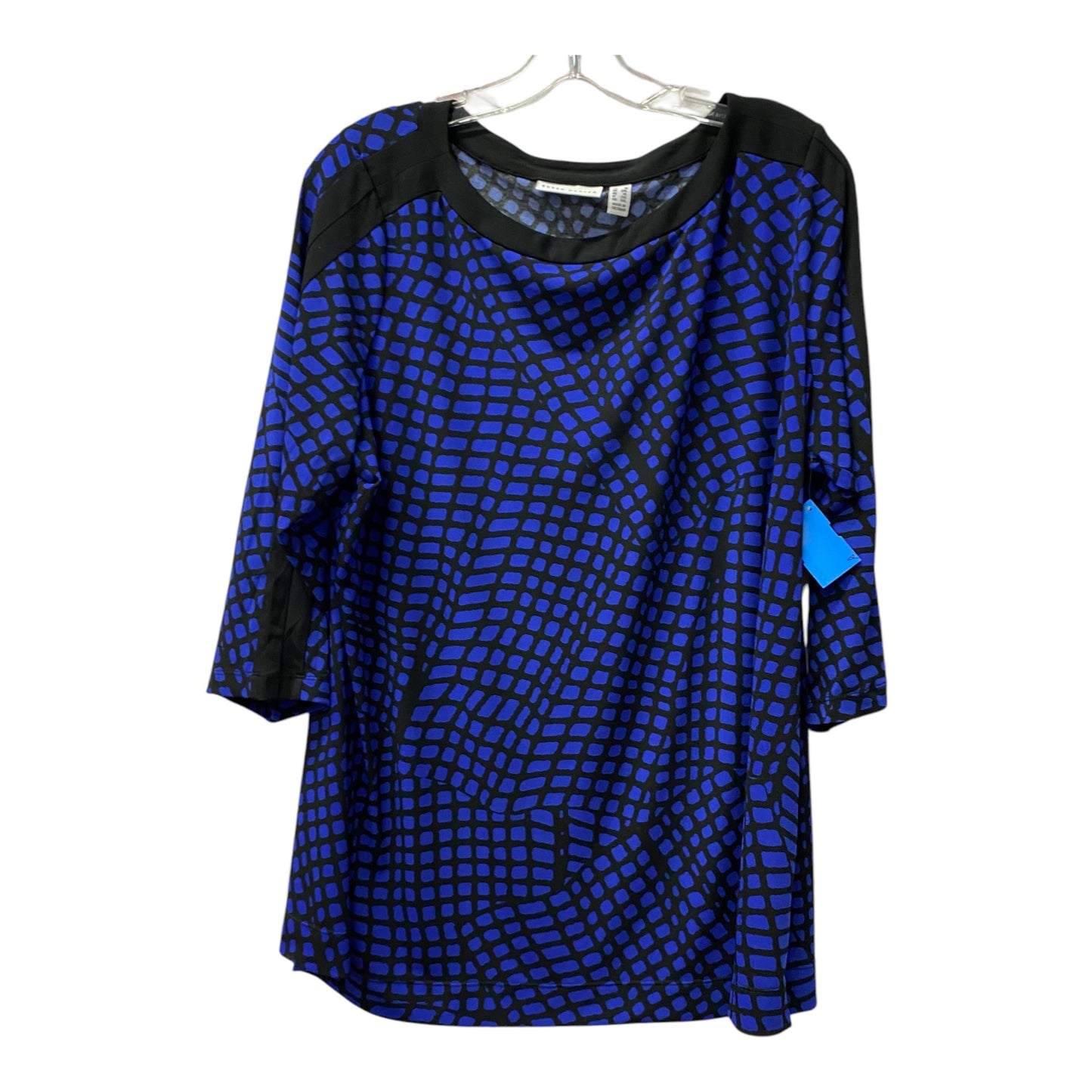 Top Ls By Susan Graver In Black & Blue, Size:1X