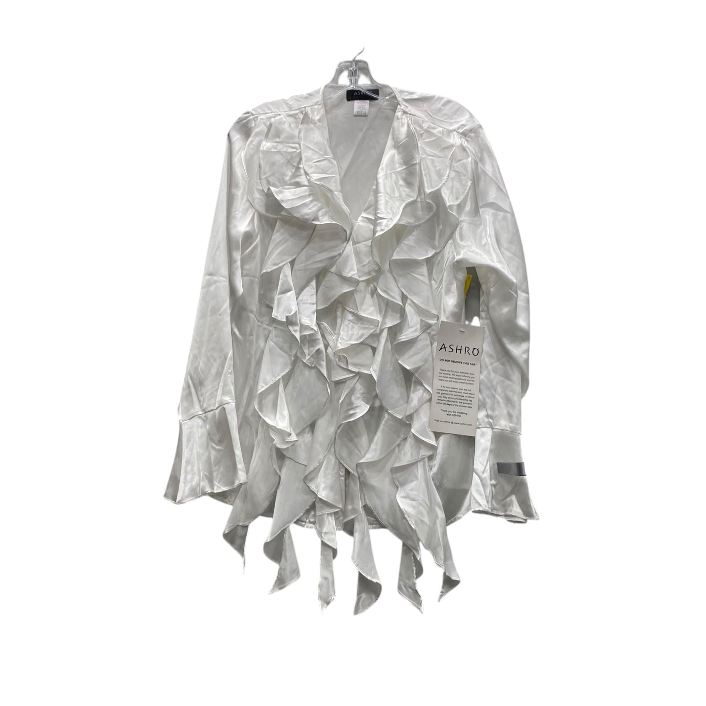 Blouse Ls By Ashro In White, Size:1X