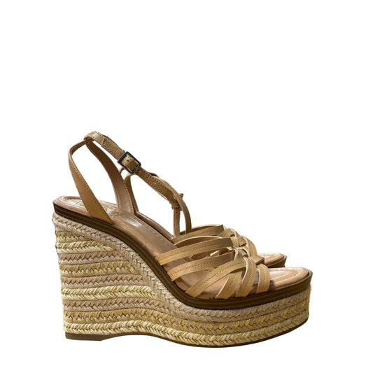 Sandals Heels Platform By Vince Camuto In Tan, Size:7.5