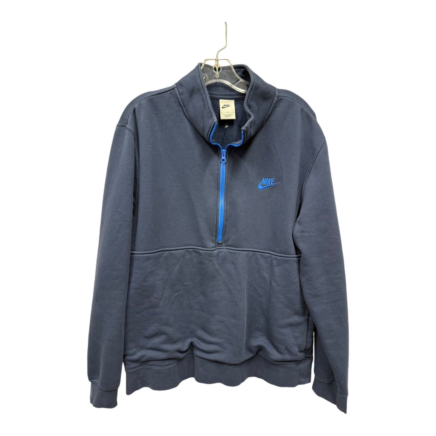 Athletic Sweatshirt Collar By Nike In Blue, Size:L