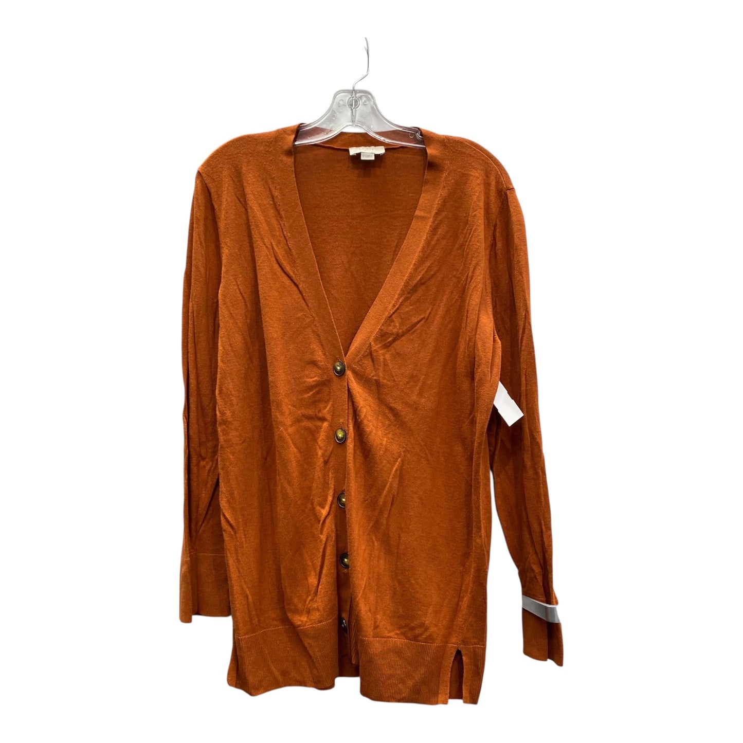 Sweater Cardigan By Loft In Orange, Size:L