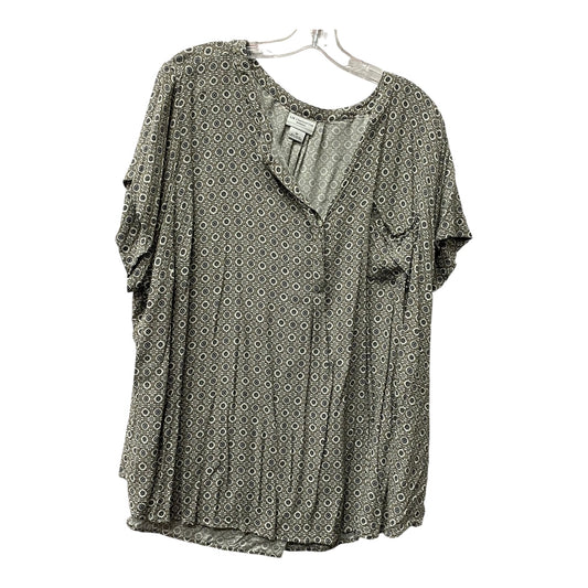 Top Ss By Liz Claiborne In Brown & Grey, Size:3X