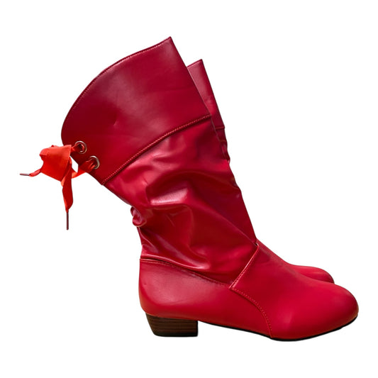 BOOTS MID-CALF HEELS by    CLOTHES MENTOR In RED, Size: 10.5
