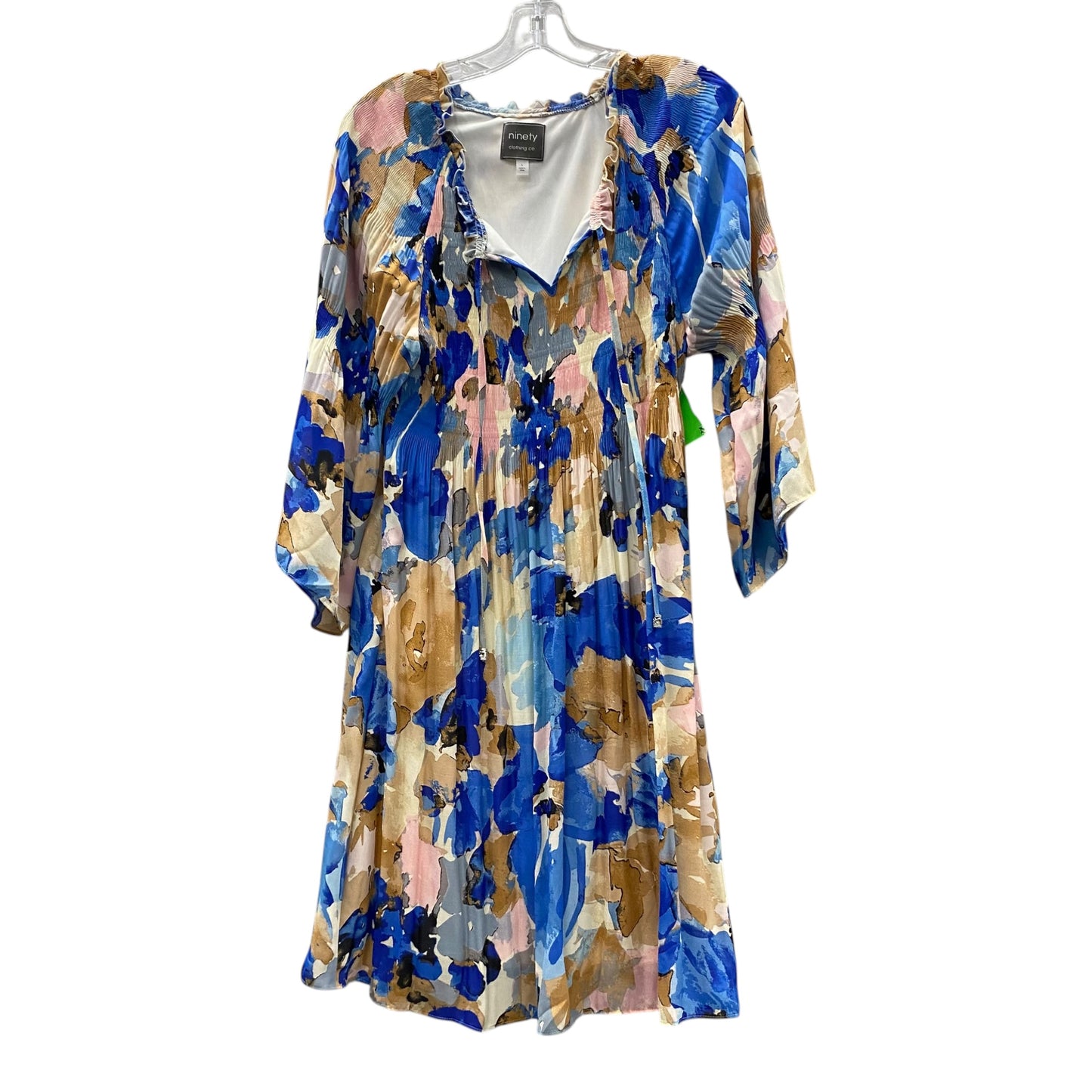 Dress Casual Midi By ninty  In Blue & Tan, Size:L