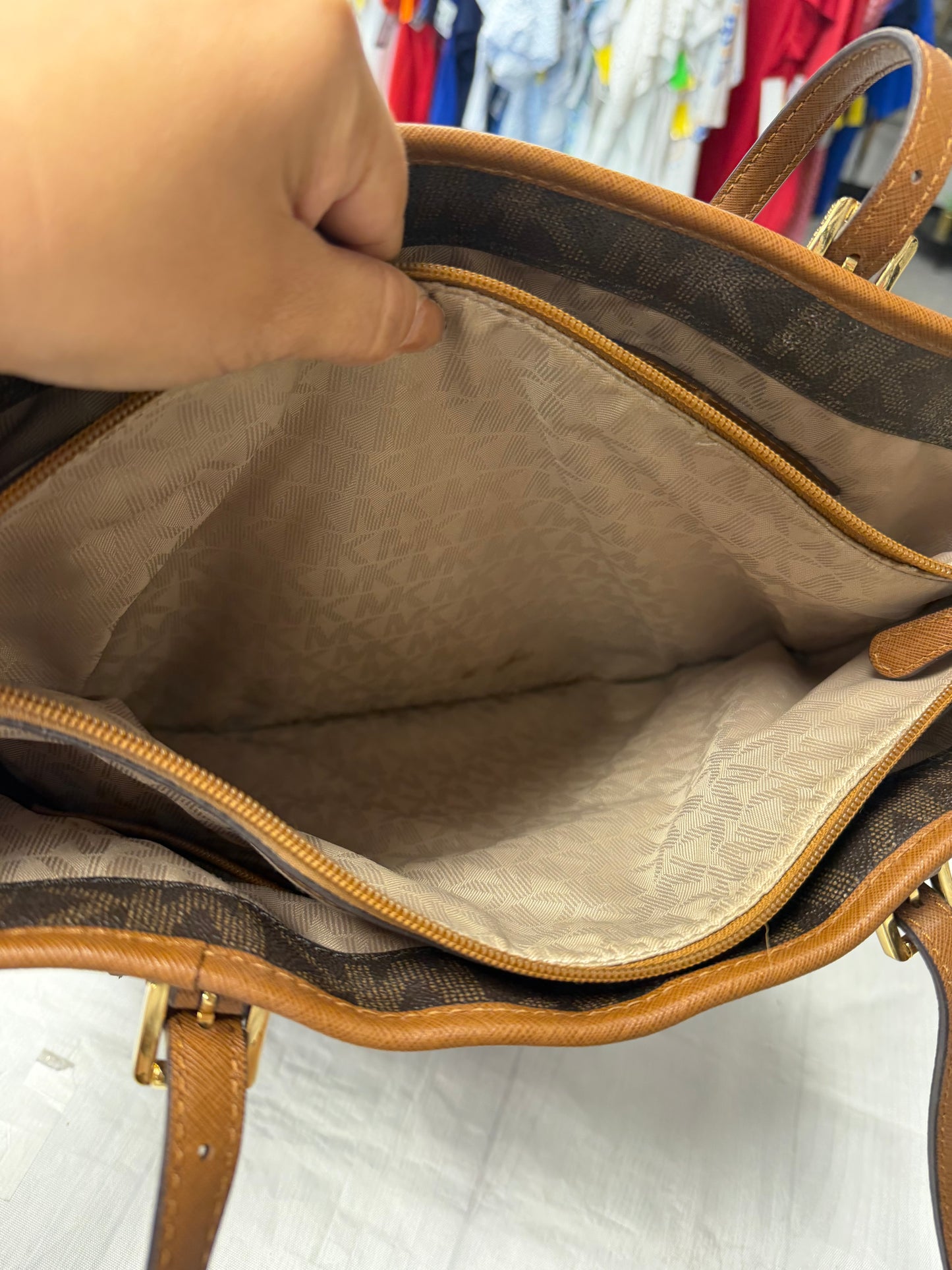 Handbag Designer By Michael Kors In Brown, Size:Medium