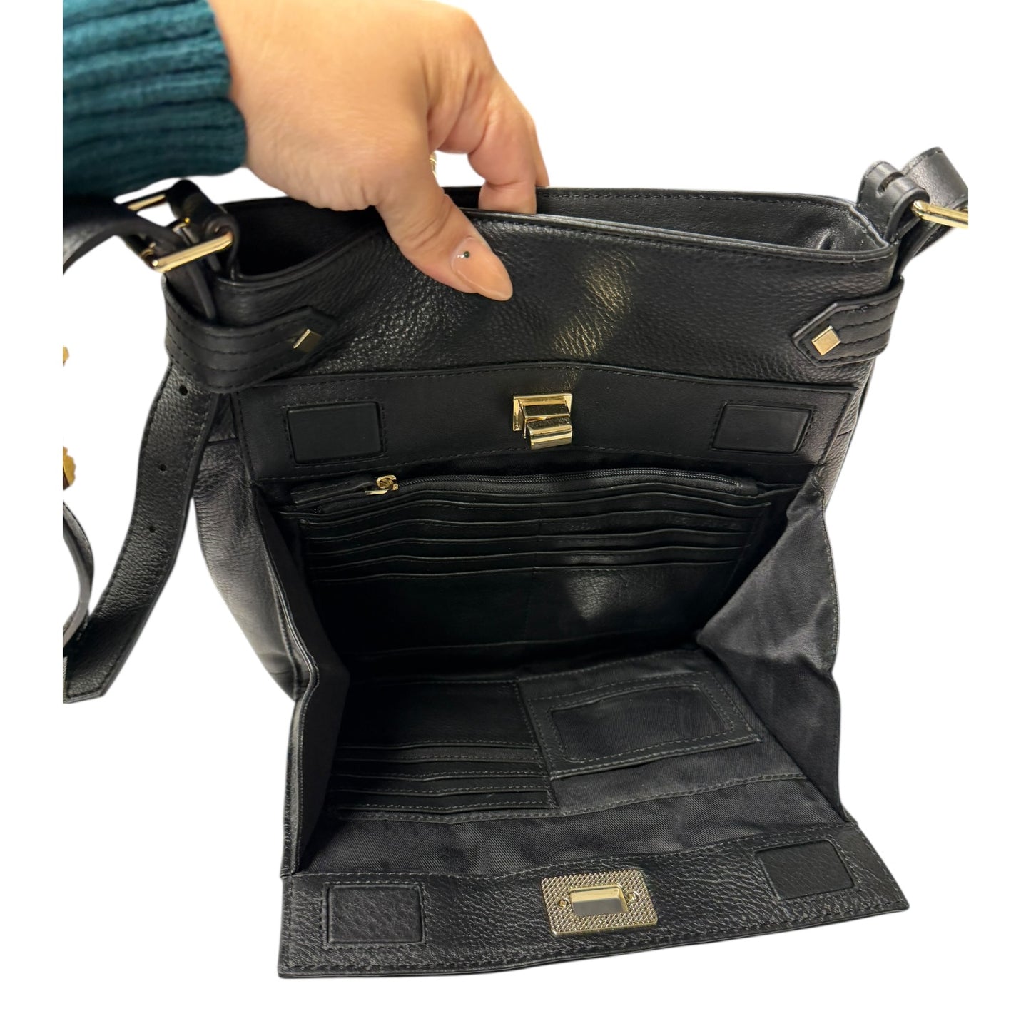 Crossbody Leather By Rachel Roy In Black, Size:Medium