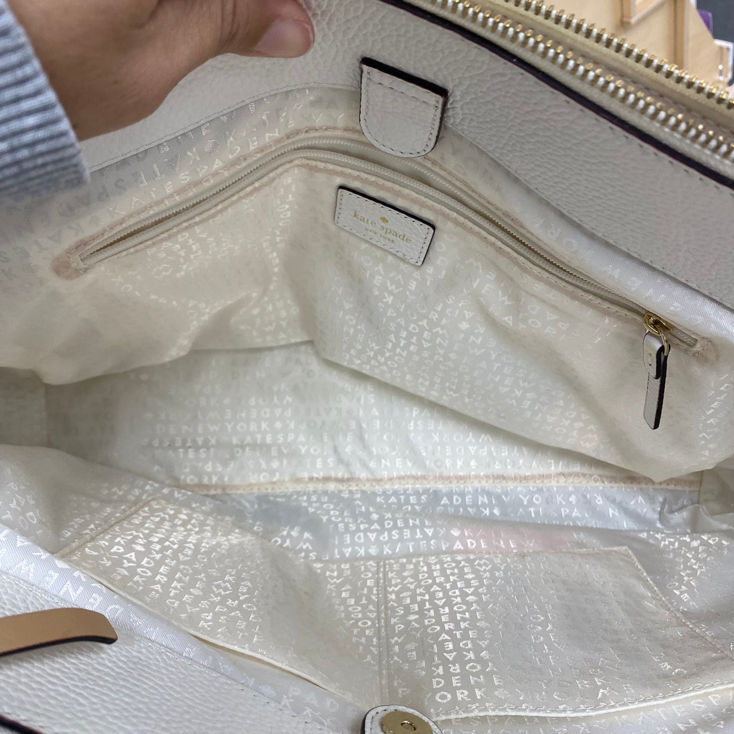 Handbag Designer By Kate Spade In Cream, Size:Large
