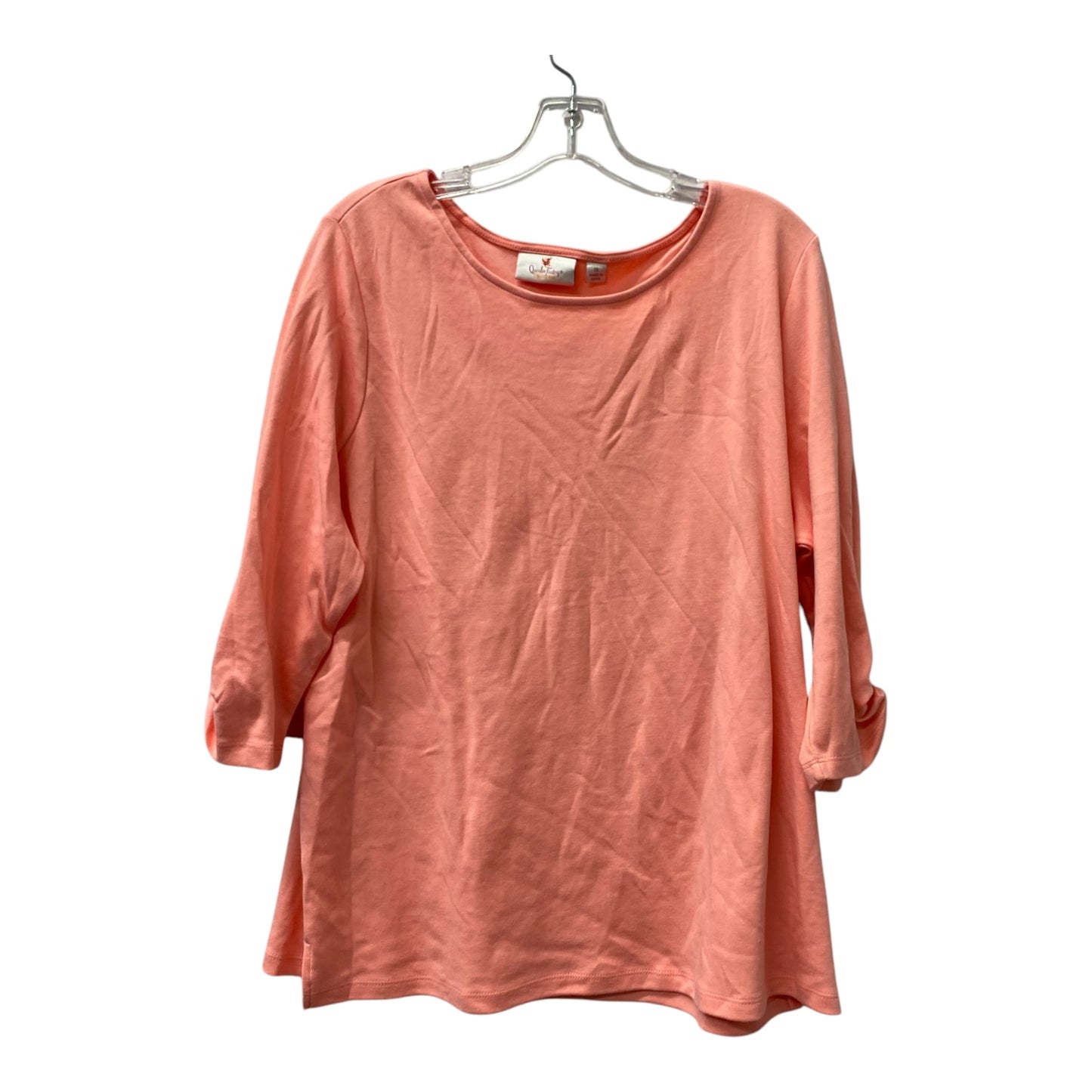 Top 3/4 Sleeve Basic By Quaker Factory In Pink, Size:1X