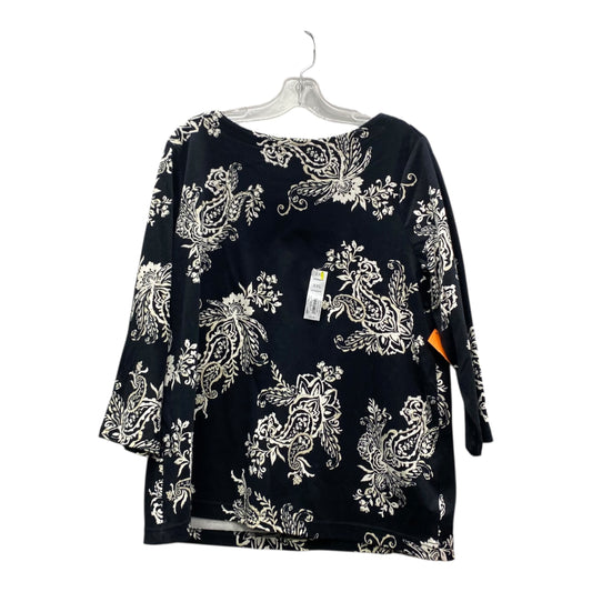 Top 3/4 Sleeve By Croft And Barrow In Black & Cream, Size:Xxl