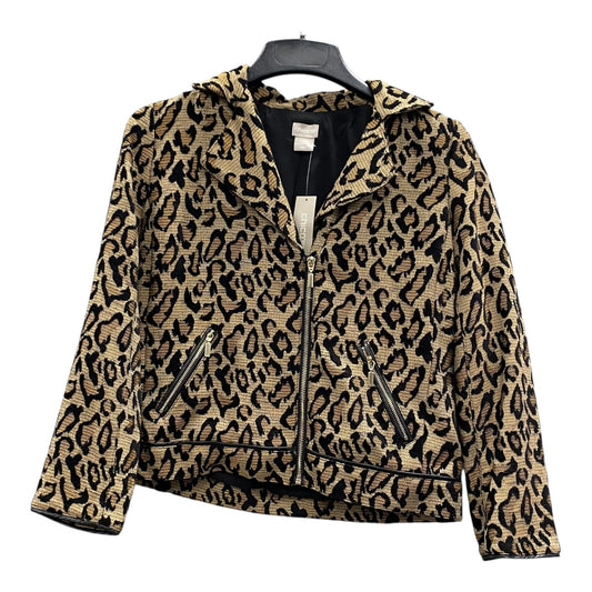 Jacket Moto By Chicos In Black & Tan, Size:Xsp