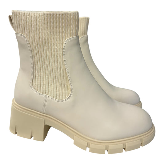 Boots Ankle Flats By zby In Cream, Size:7.5