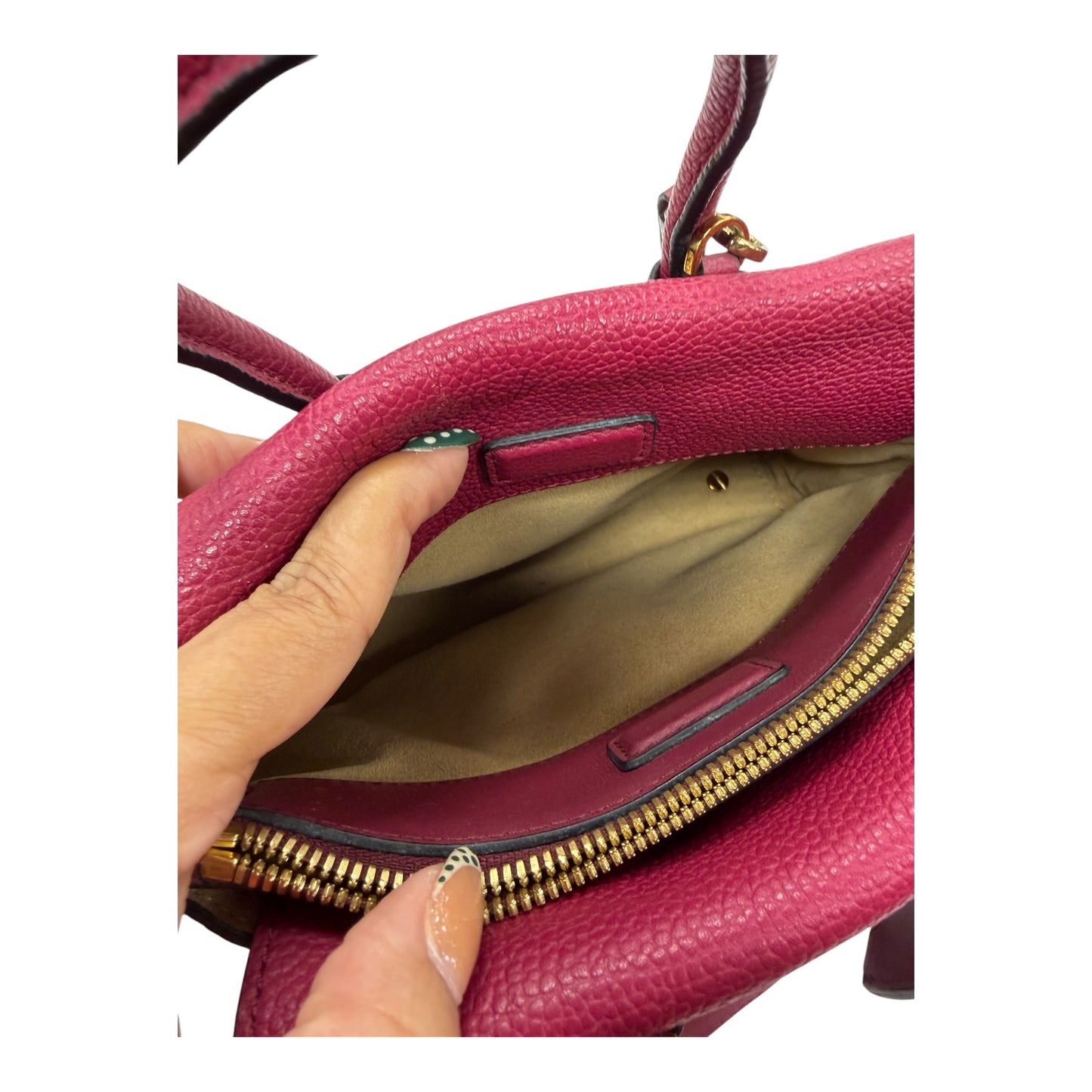 Handbag Luxury Designer By Mcm In Pink, Size:Small