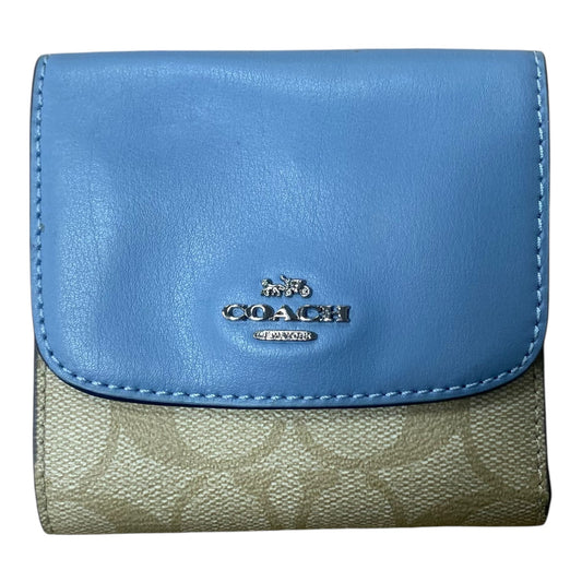 Wallet Designer By Coach In Blue & Tan, Size:Small